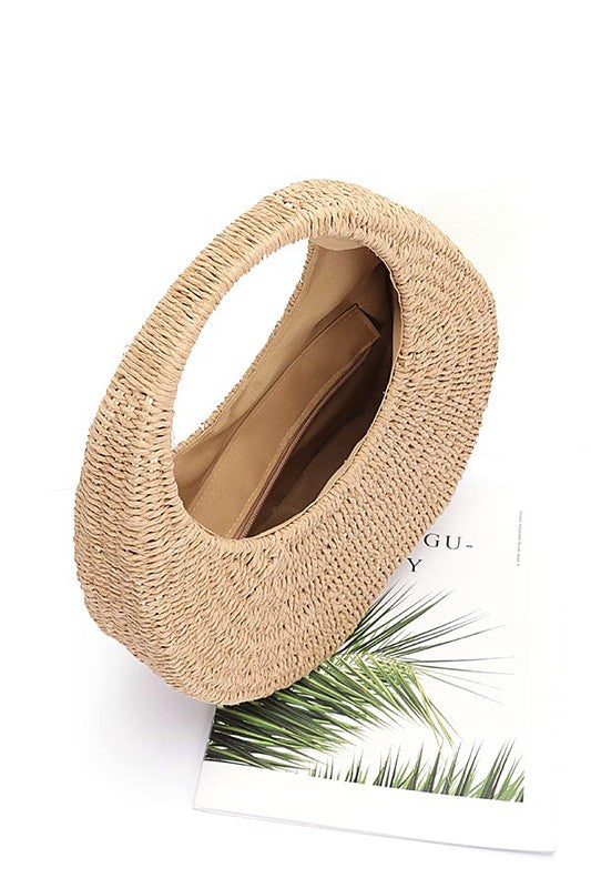 Woven Crescent Shoulder Bag