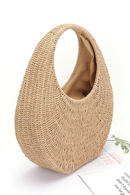 Woven Crescent Shoulder Bag