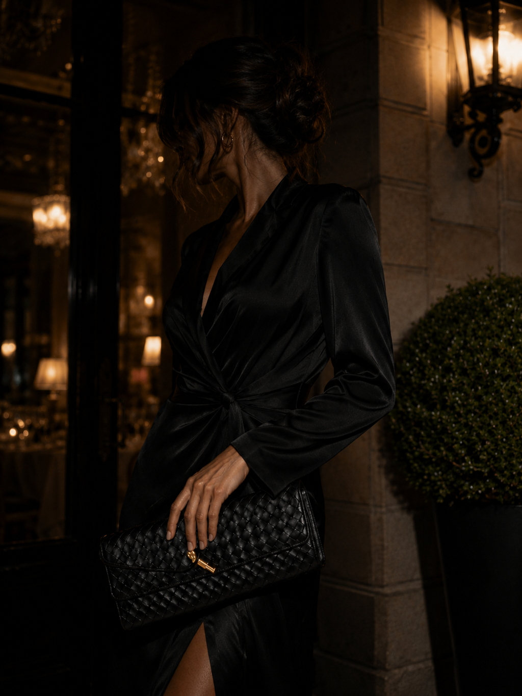 Noir Woven Evening Bag