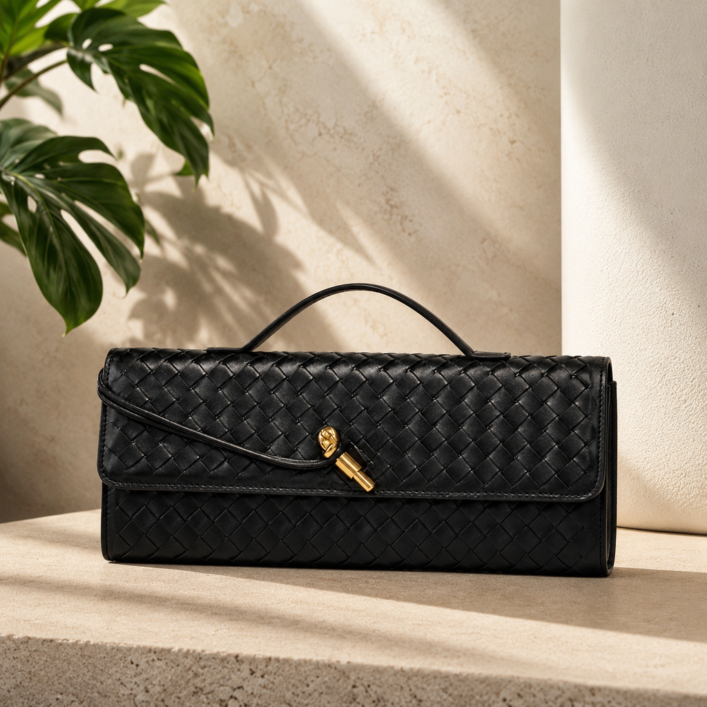 Noir Woven Evening Bag