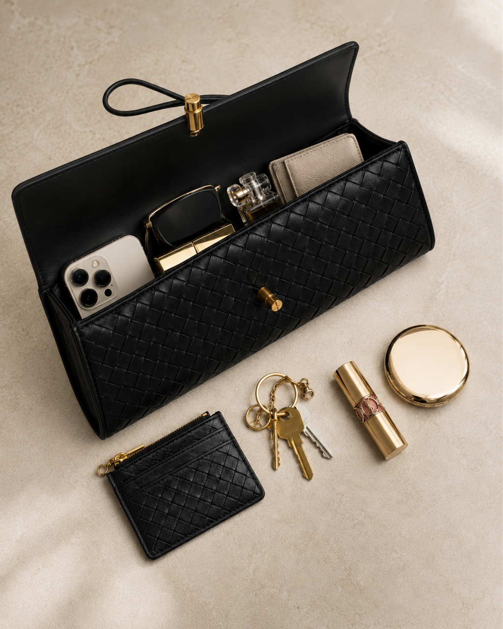 Noir Woven Evening Bag