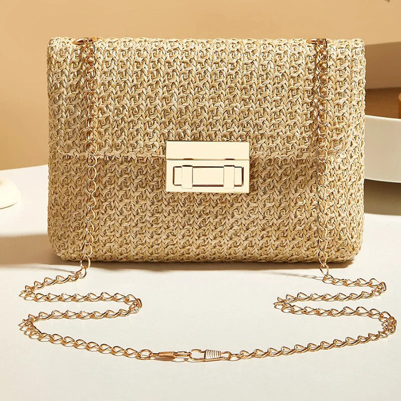 Luna Woven Straw Crossbody Bag