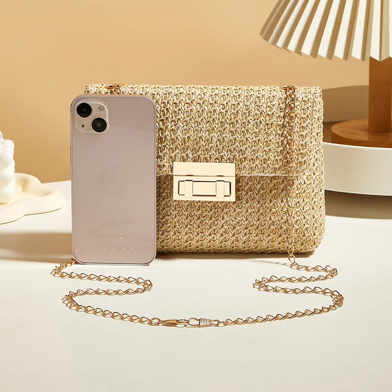 Luna Woven Straw Crossbody Bag