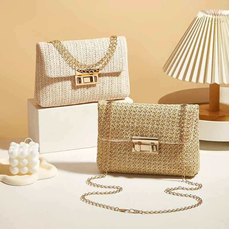 Luna Woven Straw Crossbody Bag