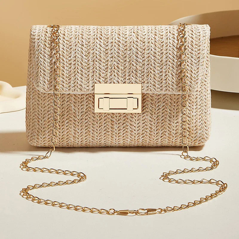 Luna Woven Straw Crossbody Bag