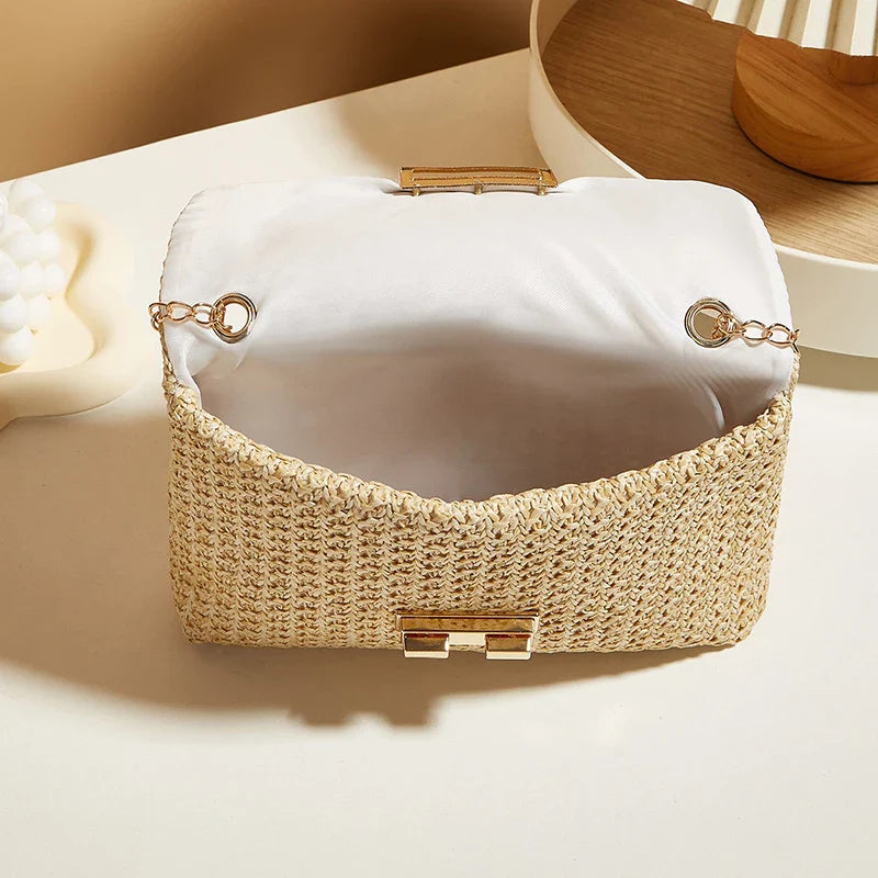 Luna Woven Straw Crossbody Bag